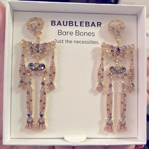 BAUBLEBAR Halloween Bare Bones Articulated Crystal-Studded Skeleton Earrings NWT